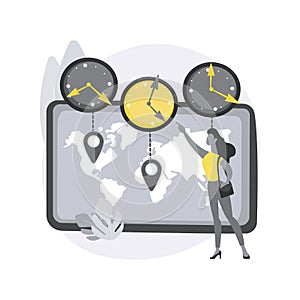 Time zones abstract concept vector illustration.