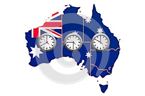 Time Zones in Australia concept. 3D rendering