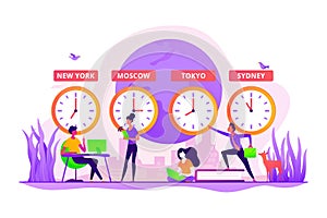 Time zones concept vector illustration