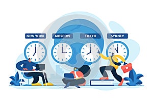 Time zones concept vector illustration