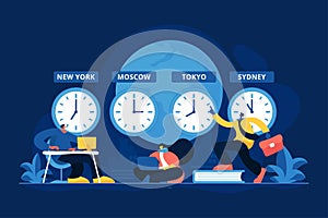 Time zones concept vector illustration