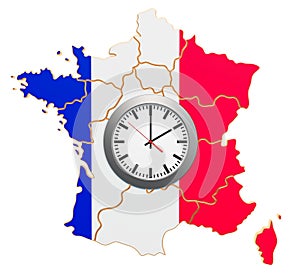 Time Zones in France concept. 3D rendering