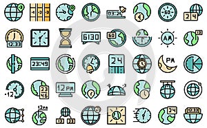 Time zones icons set vector flat