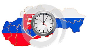 Time Zones in Slovakia concept. 3D rendering