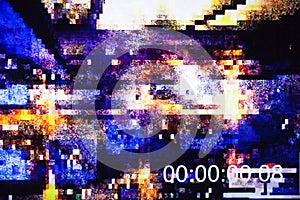 Timecode on the abstract glitch background