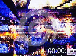 Timecode on the abstract glitch background