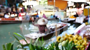 Timelaps blur of thailand floating market in weekend