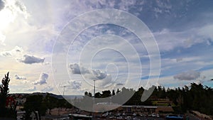 Timelaps of clouds moving at different speeds, over Mount Herzl