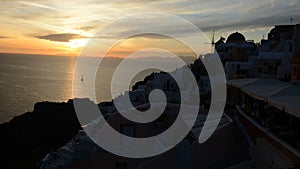 The timelaps of sunset in Oia