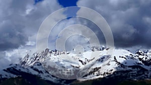 TIMELAPS top of Mount Ushba with running clouds