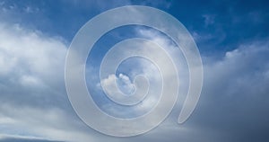 Timelapse of Blue sky background with tiny stratus cirrus striped clouds. Clearing day and Good windy weather