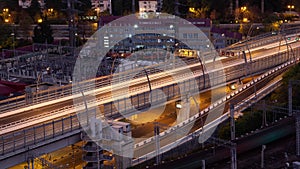 Timelapse of busy night traffic, Speed lines on the road