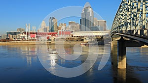 Timelapse of the Cincinnati skyline with Ohio River 4K