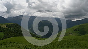 Timelapse of clouds and the Caucasus Mountains at the Aktoprak pass in Russia