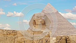 Timelapse. Clouds over the pyramid of Cheops and Sphinx. Giza Egypt. v.2