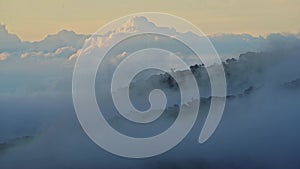 Timelapse of Costa Rica Landscape, Nature Time Lapse of Low Lying Clouds and Mist Moving in a Valley