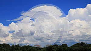 Timelapse of cumulo nimbus clouds in french countryside, France