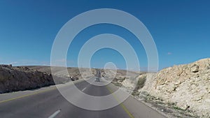 Timelapse of driving through the Negev desert in Israel