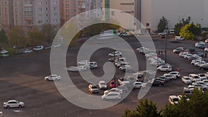 Timelapse: fast moving cars are arriving at the parking lot in Istanbul, Turkey