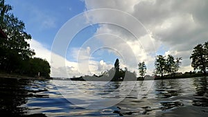 Timelapse Fast video timelapse landscape pier river sky clouds trees