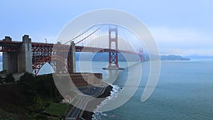 Timelapse of the Golden Gate Bridge in fog 4K