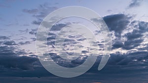 Timelapse Gray Rainy Clouds Float Across the Dark Sky on a Cloudy Day