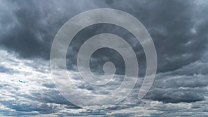 Timelapse Gray Rainy Clouds Float Across the Dark Sky on a Cloudy Day