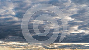 Timelapse Gray Rainy Clouds Float Across the Dark Sky on a Cloudy Day