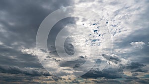 Timelapse Gray Rainy Clouds Float Across the Dark Sky on a Cloudy Day