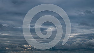 Timelapse Gray Rainy Clouds Float Across the Dark Sky on a Cloudy Day