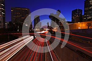 Timelapse Image of Los Angeles freeways at sunset