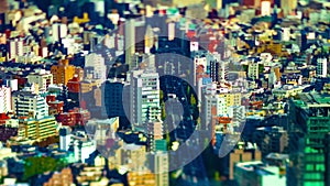 A timelapse of miniature cityscape at the urban city in Tokyo high angle tiltshift tilting