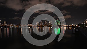 A timelapse movie of False Creek at night.   Vancouver BC