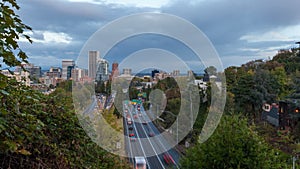 Timelapse Movie of Highway 26 Busy Traffic into Downtown Portland Oregon 1080p