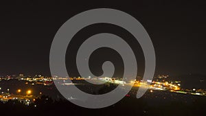 Timelapse, night view of the airport