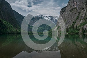 Timelapse of reflections of Watzmann mountain cliffs on lake Obersee at Berchtesgaden Bavaria