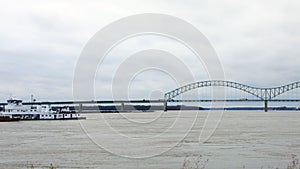 Timelapse of River barges on Mississippi River at Memphis 4K