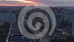 Timelapse of sunset in the cloudy sky above the city. Taken on an iPhone