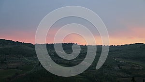 Timelapse sunset in Tuscany Italy