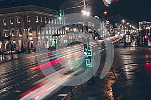 timelapse transport traffic Nevsky Prospect night photo road