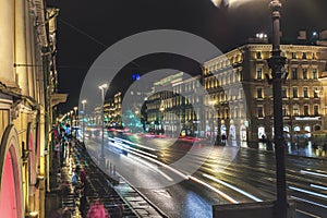 timelapse transport traffic Nevsky Prospect night photo road