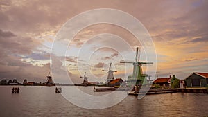 Timelapse of typical Dutch windmills