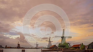 Timelapse of typical Dutch windmills