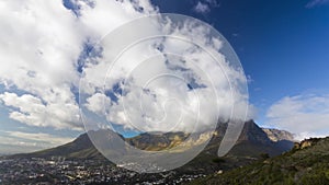 Timelapse video of Table Mountain with clouds passing over