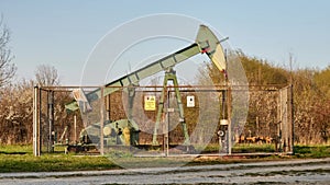 Timelapse of working oil pump from oil field at sunset in Lower Saxony. Germany.