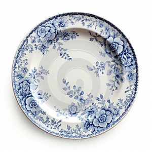 Timeless Artistry: Blue And White Floral Plate Inspired By Irving Penn And Luke Fildes