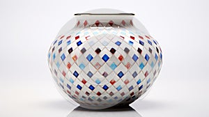Timeless Artistry: Geometric Vase With Vibrant Mosaic Design