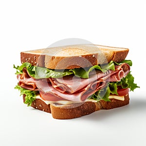 Timeless Artistry: Ham Sandwich With Lettuce And Tomato