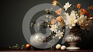 Timeless Artistry: Vases Of Flowers And Eggs In Hasselblad H6d-400c Style