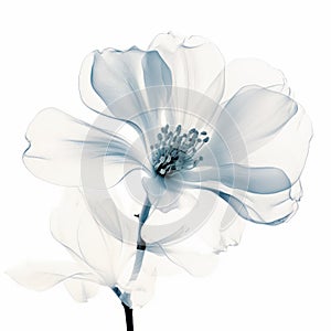 Timeless Artistry: White Flower In Gray And Aquamarine